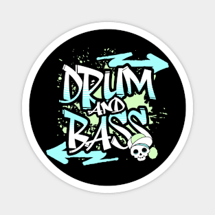 DRUM AND BASS  - Graffiti Skull (lime/teal) Magnet